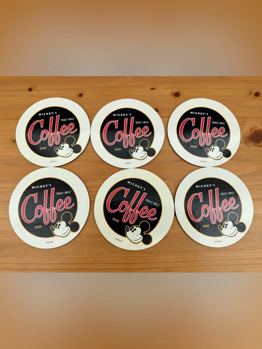 Vintage Disney Coffee Theme Beverage Charms & Coasters Set